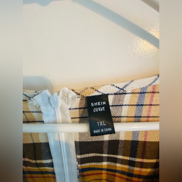 Shein Curve Womens Plaid Flannel Fall Colors Size 1X - Picture 2 of 3